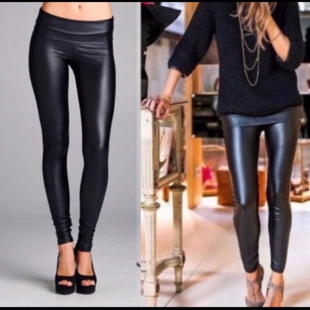 High Waisted Faux Leather Stretch Leggings ✨